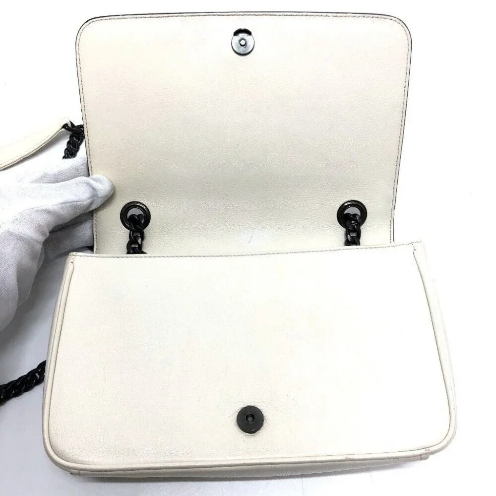PRADA Logo studs ChainShoulder Bag Shoulder Bag Leather White - Picture 4 of 15